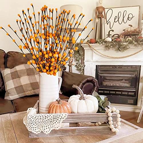 30Pcs Artificial Orange Berry Stems for Fall Decor