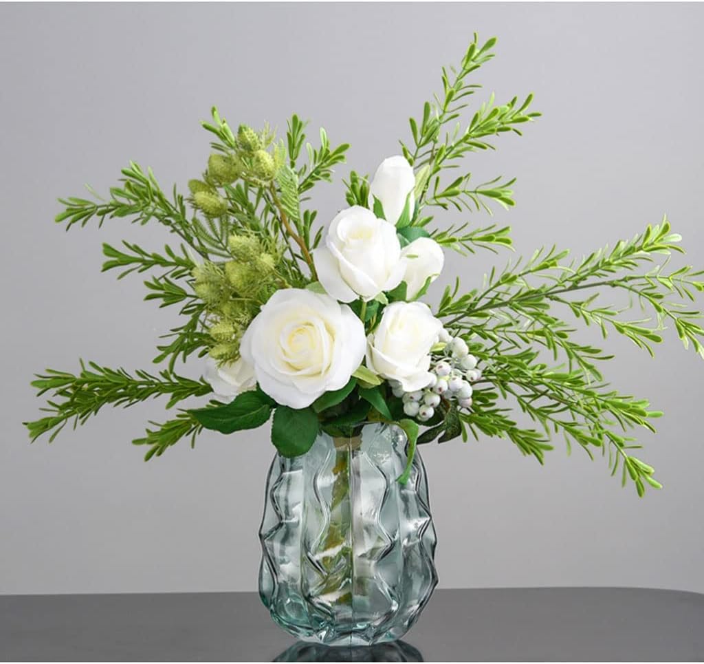 Artificial Flowers in Glass Vase with Silk