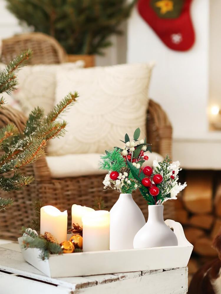 DULRLLY 10pcs Mini Dried Flower Bouquet Christmas Style A