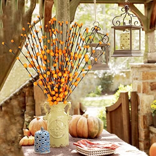 30Pcs Artificial Orange Berry Stems for Fall Decor