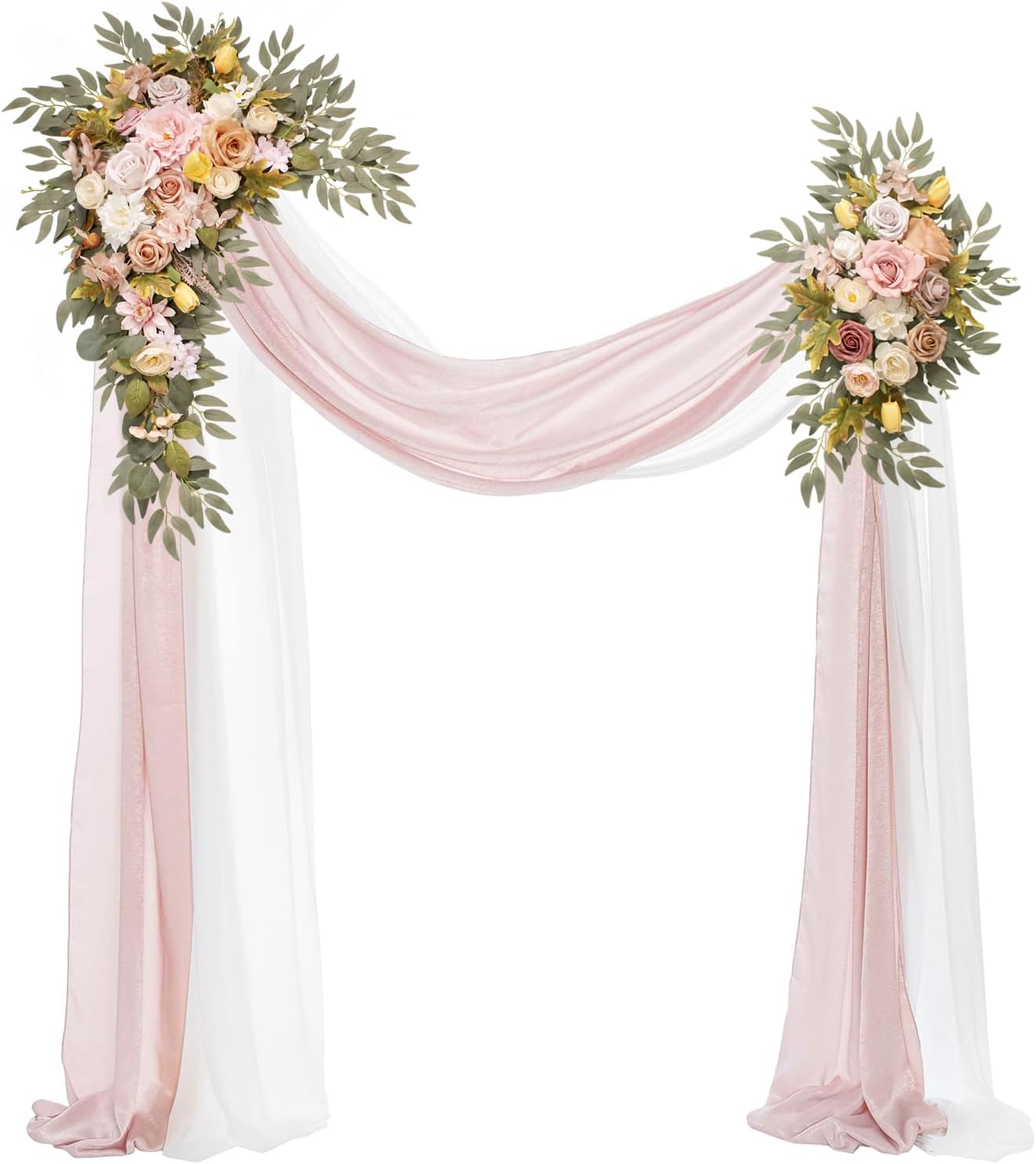 Odouzy Artificial Flowers Wedding Arch Set of 4 Champagne Pink