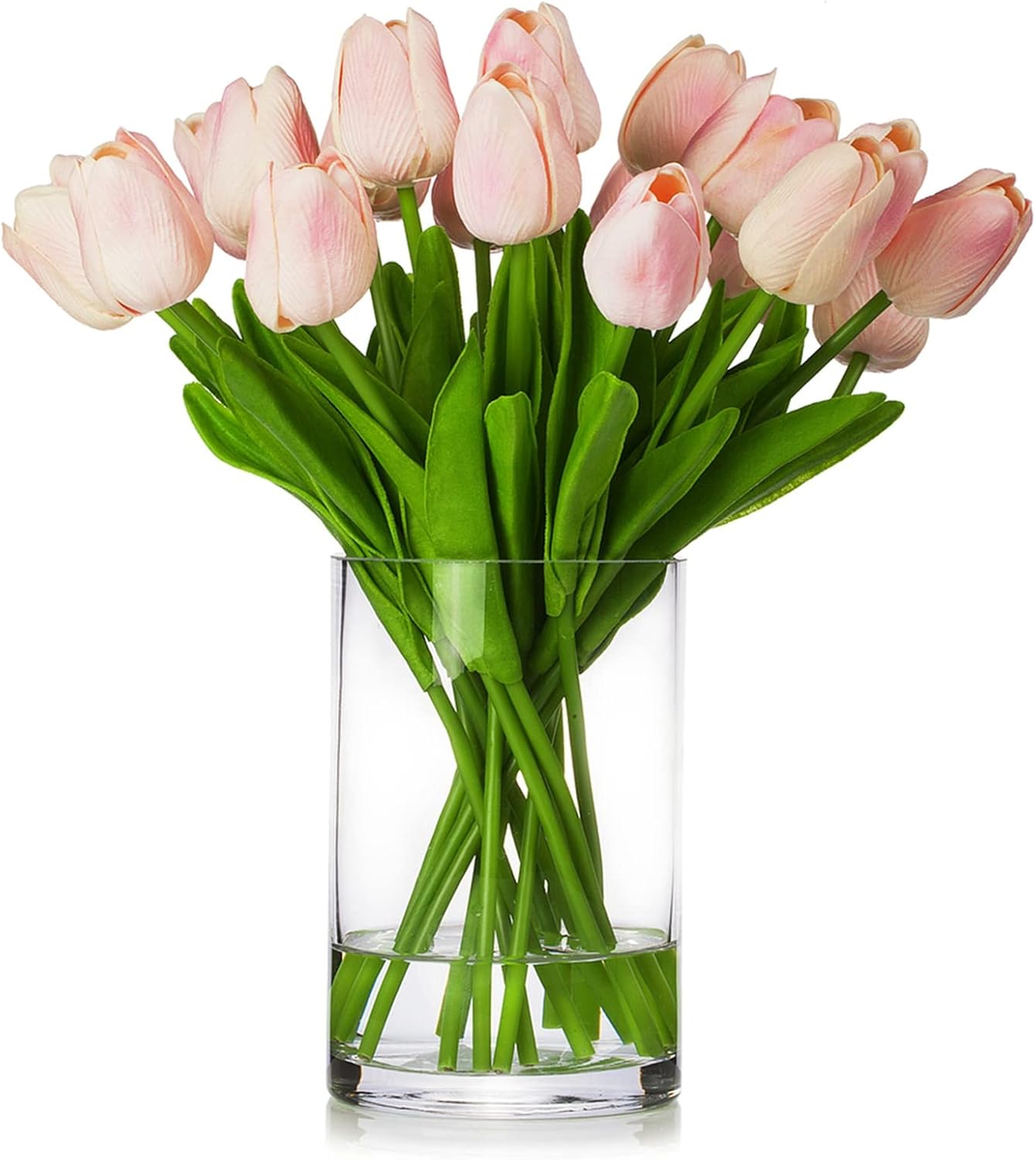 Enova Floral 20 Piece Pink Tulip Artificial Arrangement with Vase
