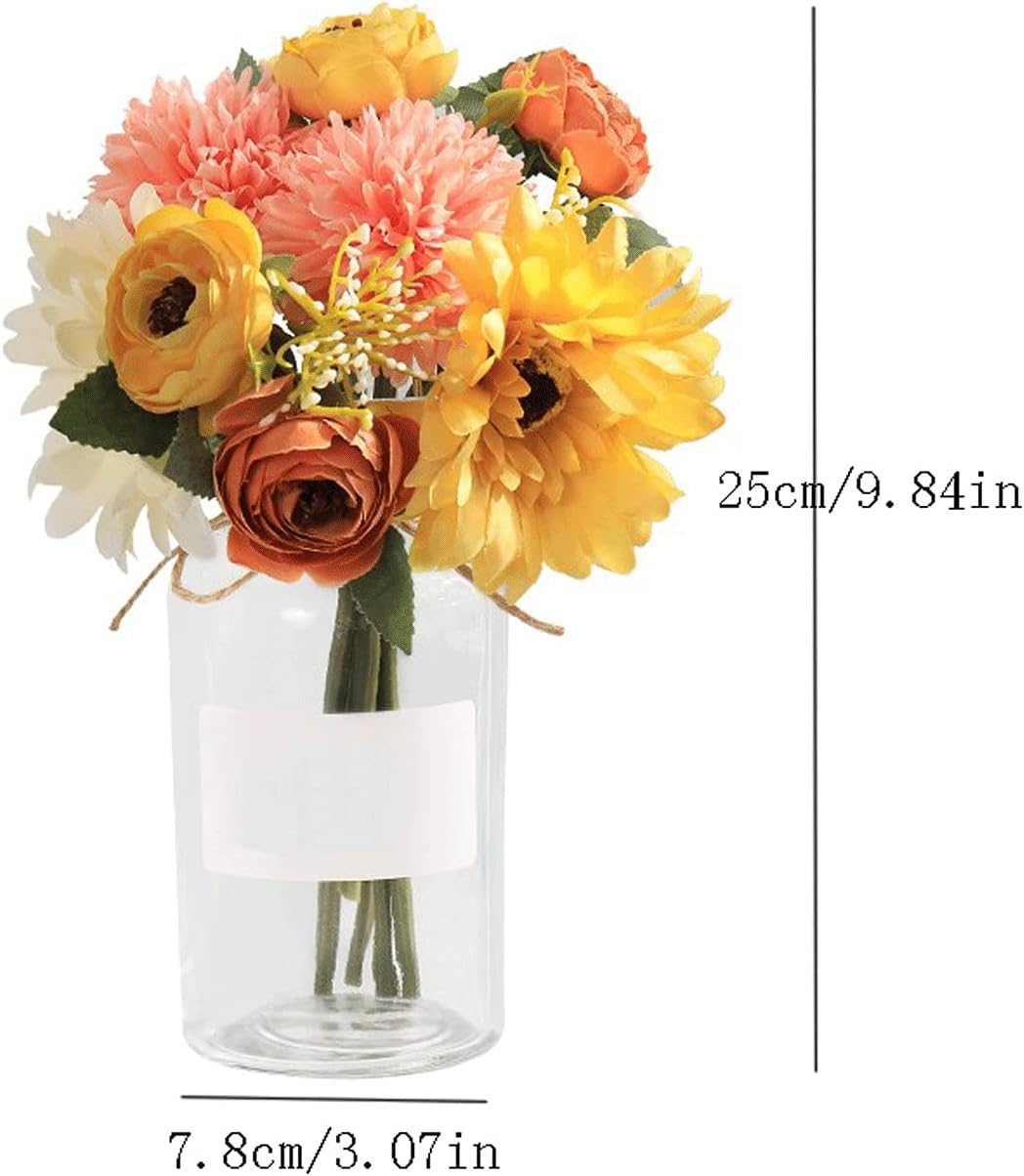 984 Inch Artificial Sunflower with Vase for Home Decor