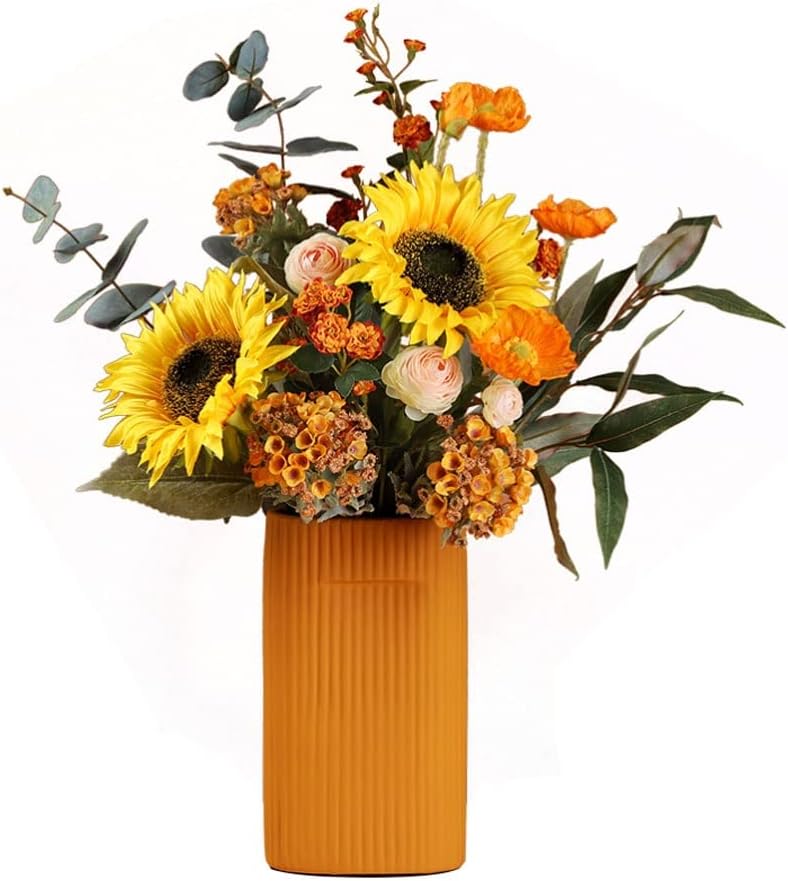 Artificial Sunflower with Ceramic Vase for Home Decor