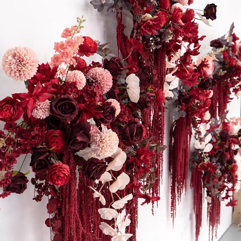 5 Piece Amaranthus Flower Dried Hanging Wedding Decor Red