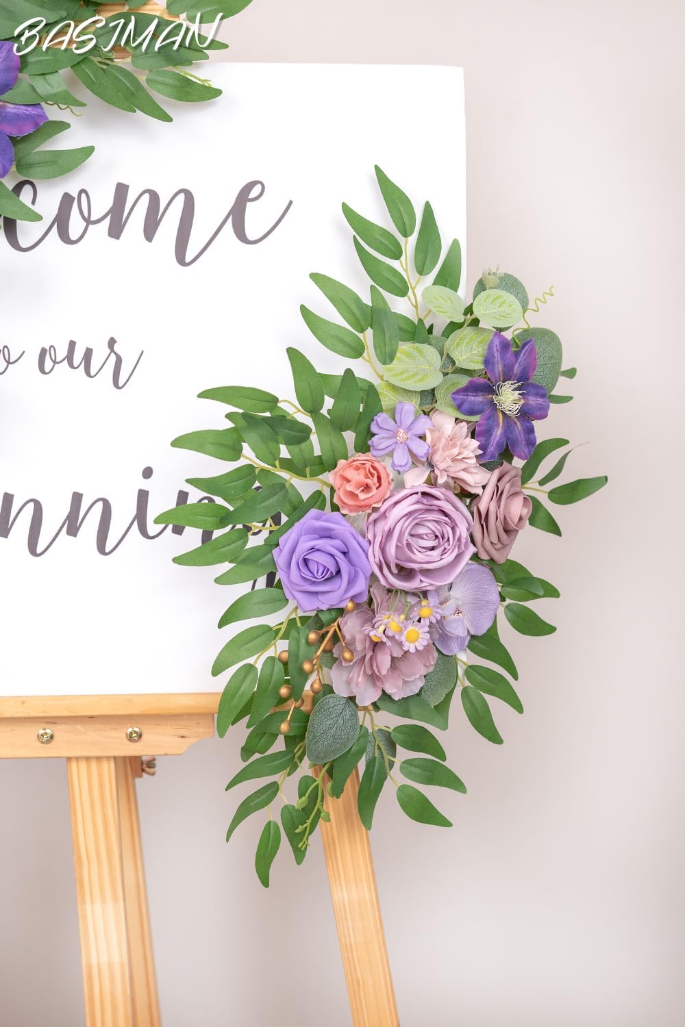 Set of 2 Purple Artificial Wedding Arch Flowers