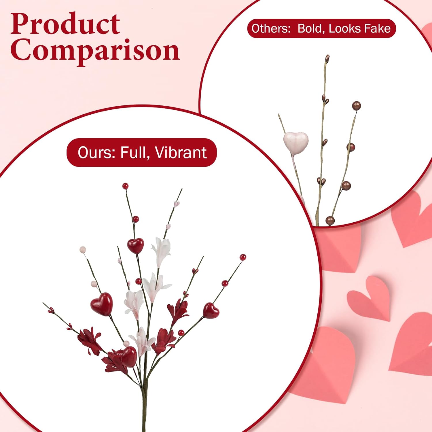 Valentine Day Decorations 8PCS 24 Inch Heart Shaped Flower Stems
