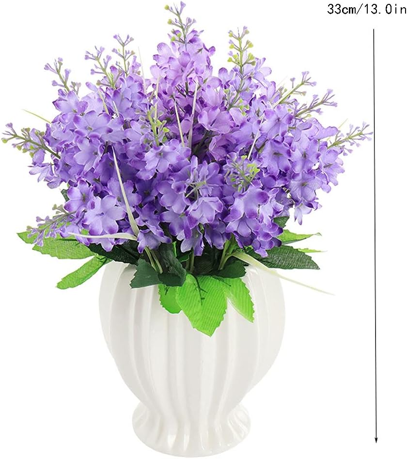 Artificial Hydrangea Flower Bouquet with Ceramic Vase