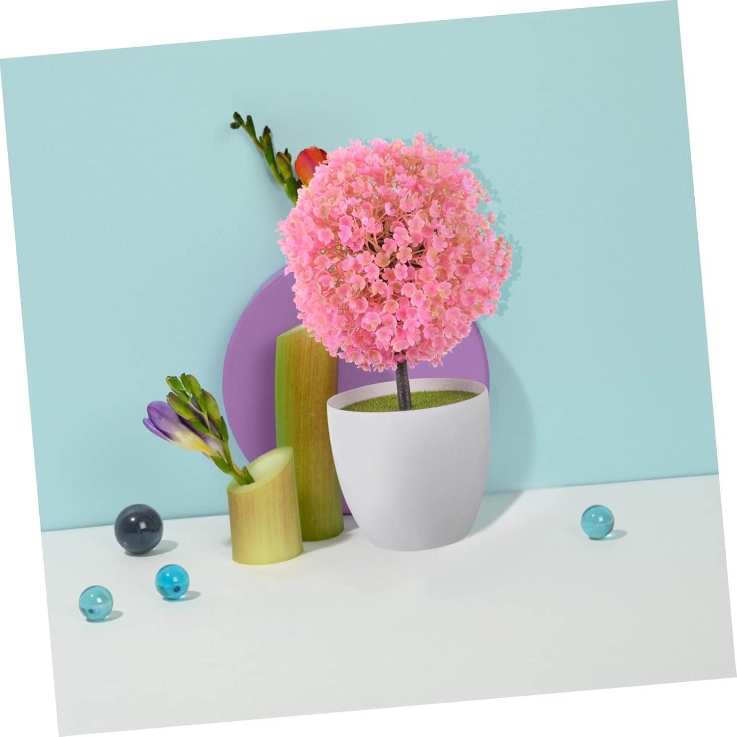 2Pcs Artificial Topiary Ball Trees for Home Decor