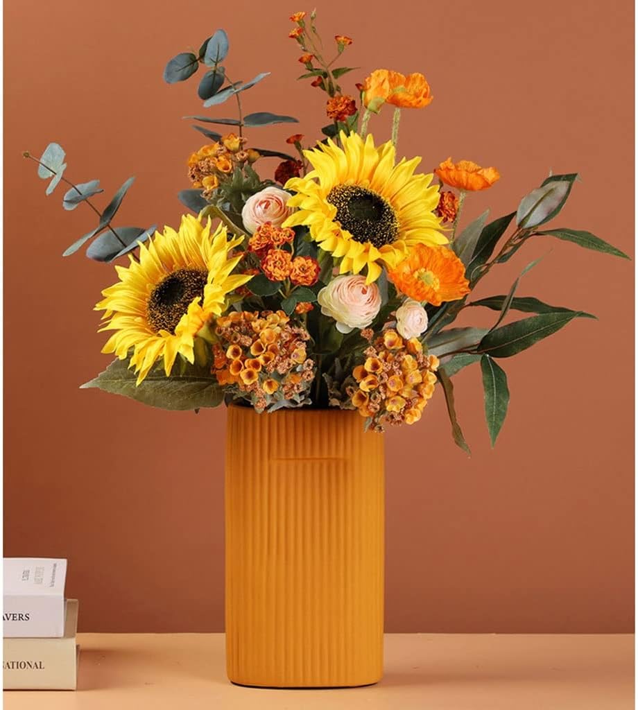 Artificial Sunflower with Ceramic Vase for Home Decor