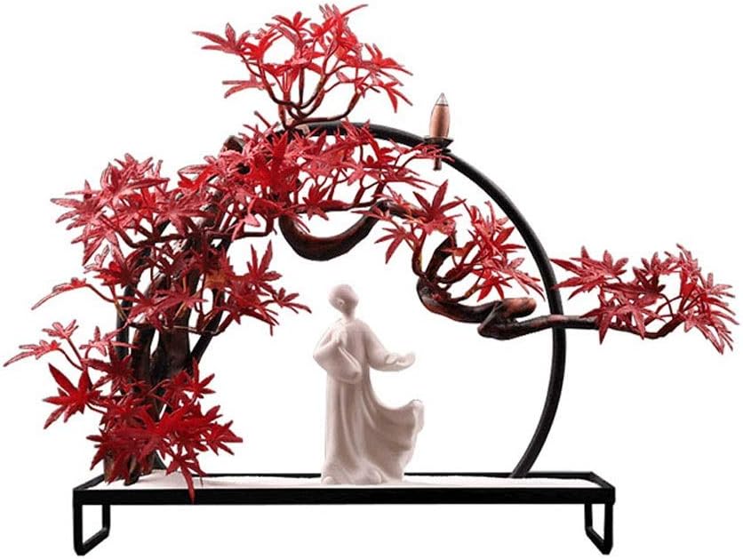 Artificial Bonsai Tree with Ceramic Statue Decor