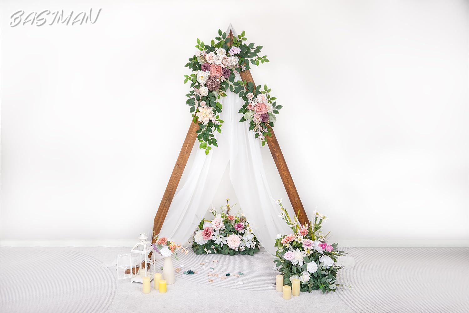 BASIMAN Arch Flowers with Drapes Kit for Wedding Decor