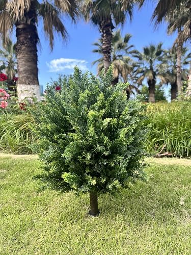 Wliwwo Artificial Cedar Topiary Ball 275 Set of 2 Outdoor Faux Plant