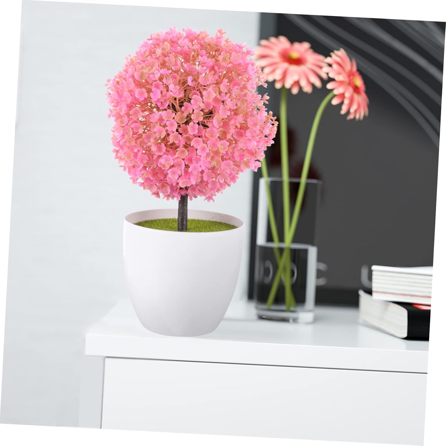 VICASKY 2Pcs Faux Topiary Ball Trees Artificial Potted Plant Decor