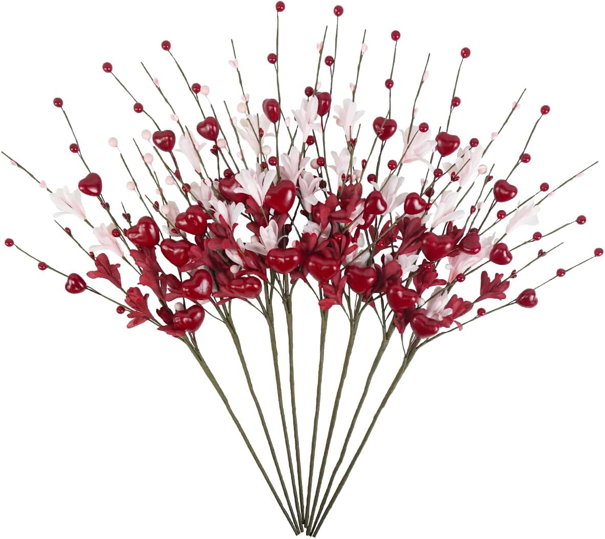 Valentine Day Decorations 8PCS 24 Inch Heart Shaped Flower Stems