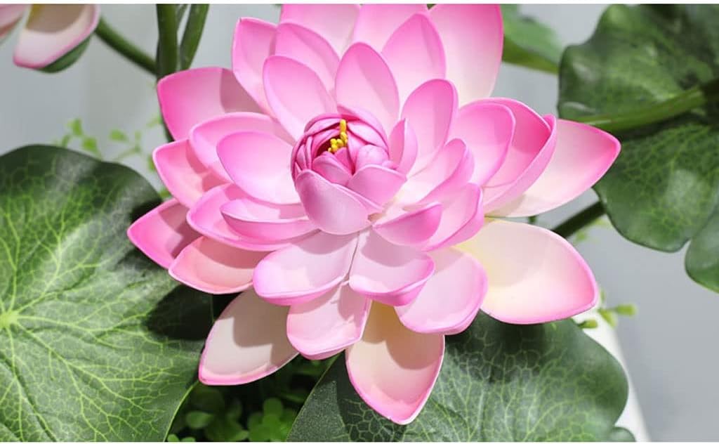 Artificial Lotus Flowers with Ceramic Vase