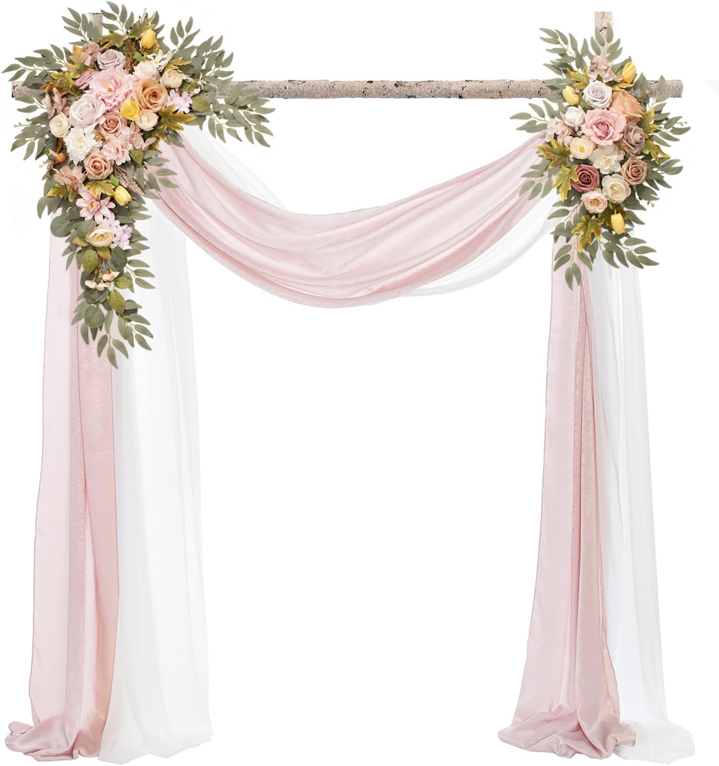 Odouzy Artificial Flowers Wedding Arch Set of 4 Champagne Pink