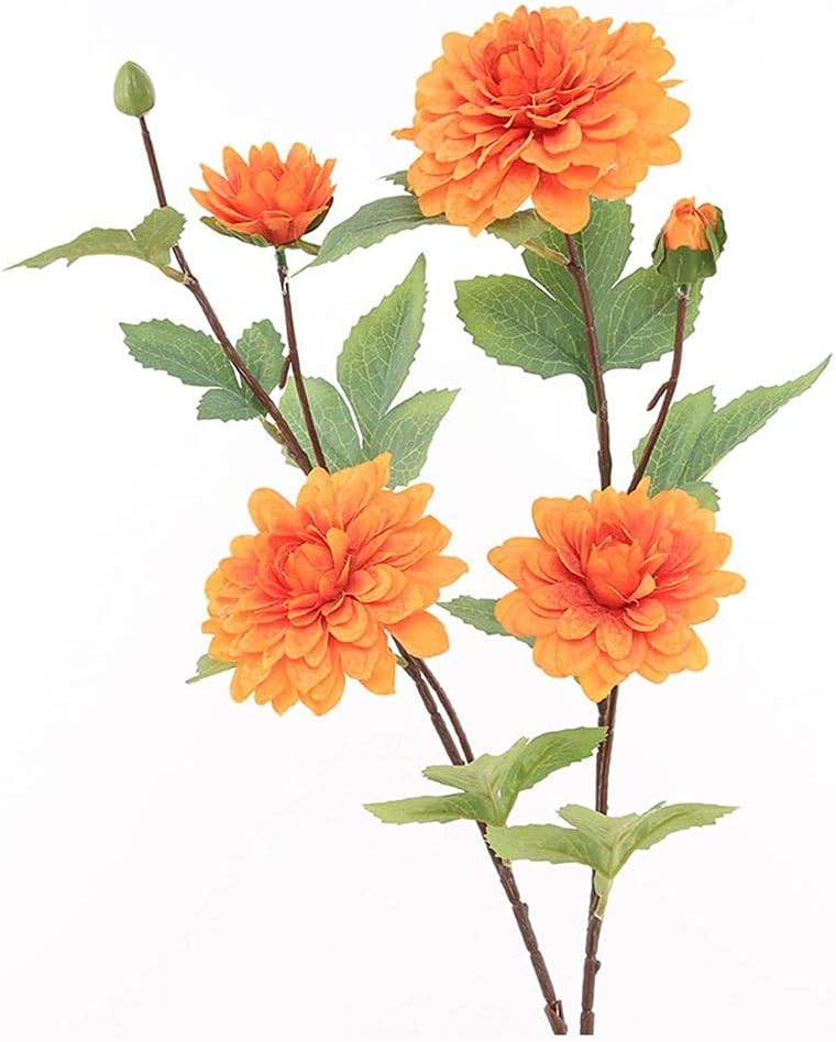 Dahlia Artificial Flower with Leaves 343in for Home Decor