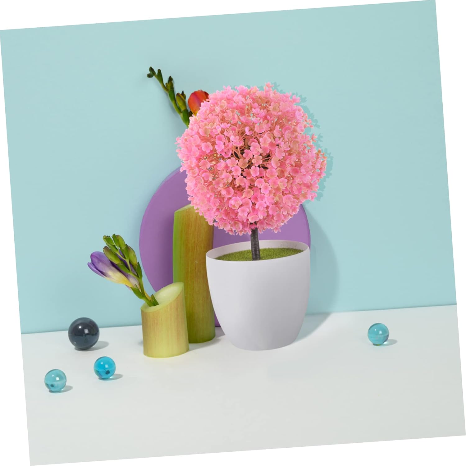 2Pcs Artificial Topiary Ball Plant Decor for Home Office