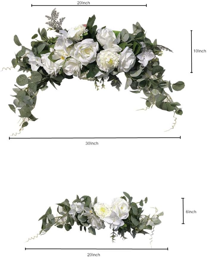 3PCS Wedding Arch Flowers Set with White Roses and Eucalyptus