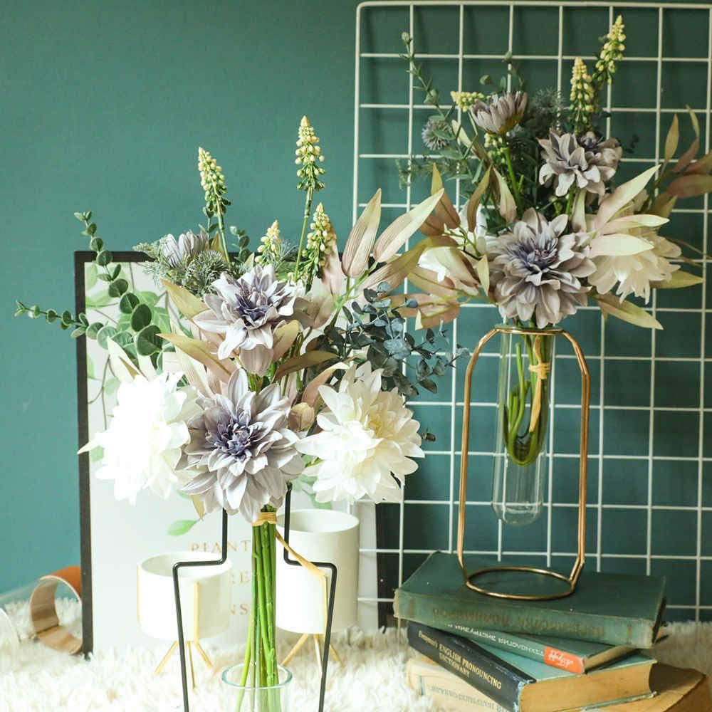 KIRIFLY Artificial Flowers Bouquet with Plastic Stems Purple White