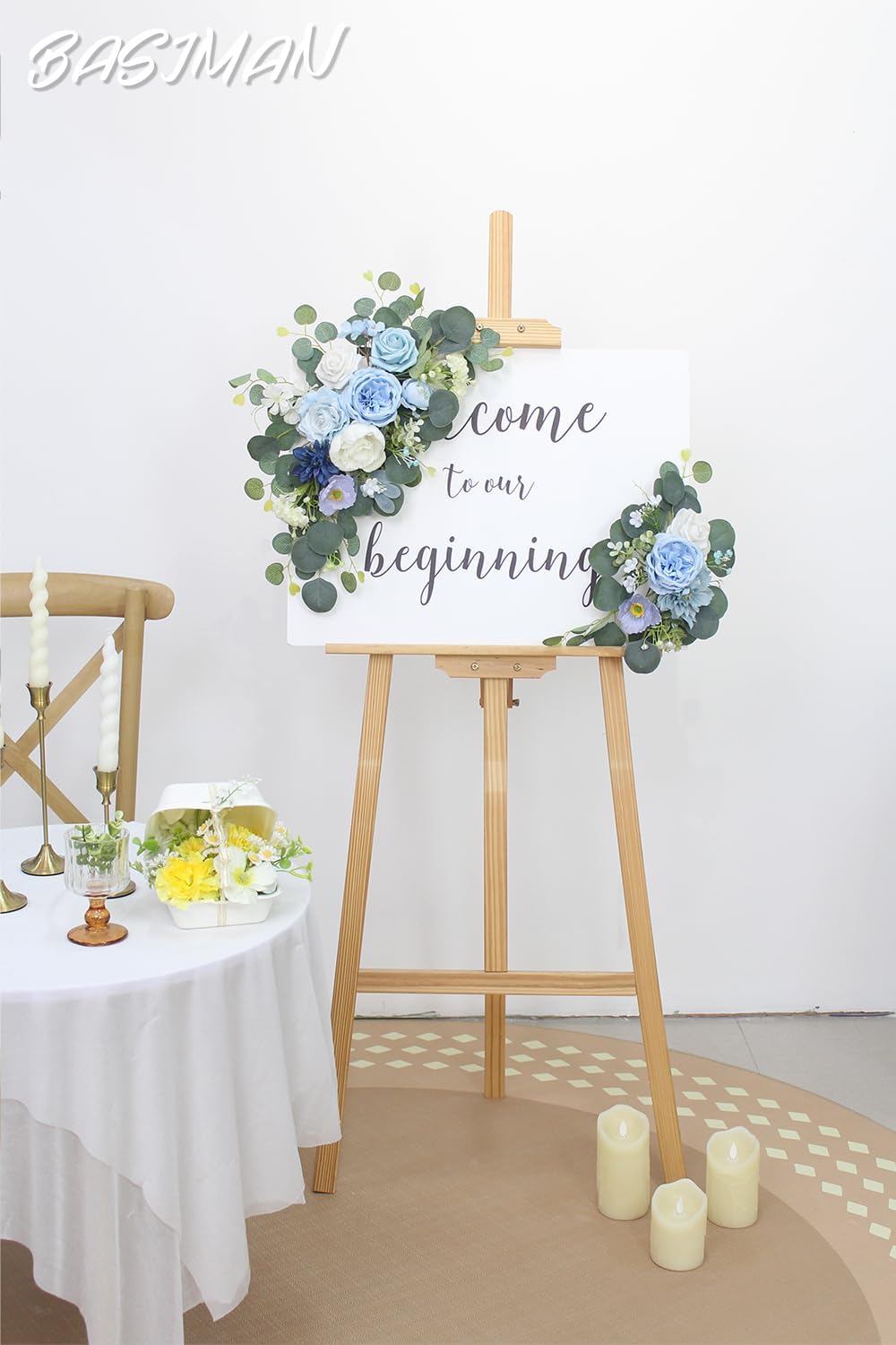 2pcs Baby Blue Wedding Arch Flowers with Cable Ties