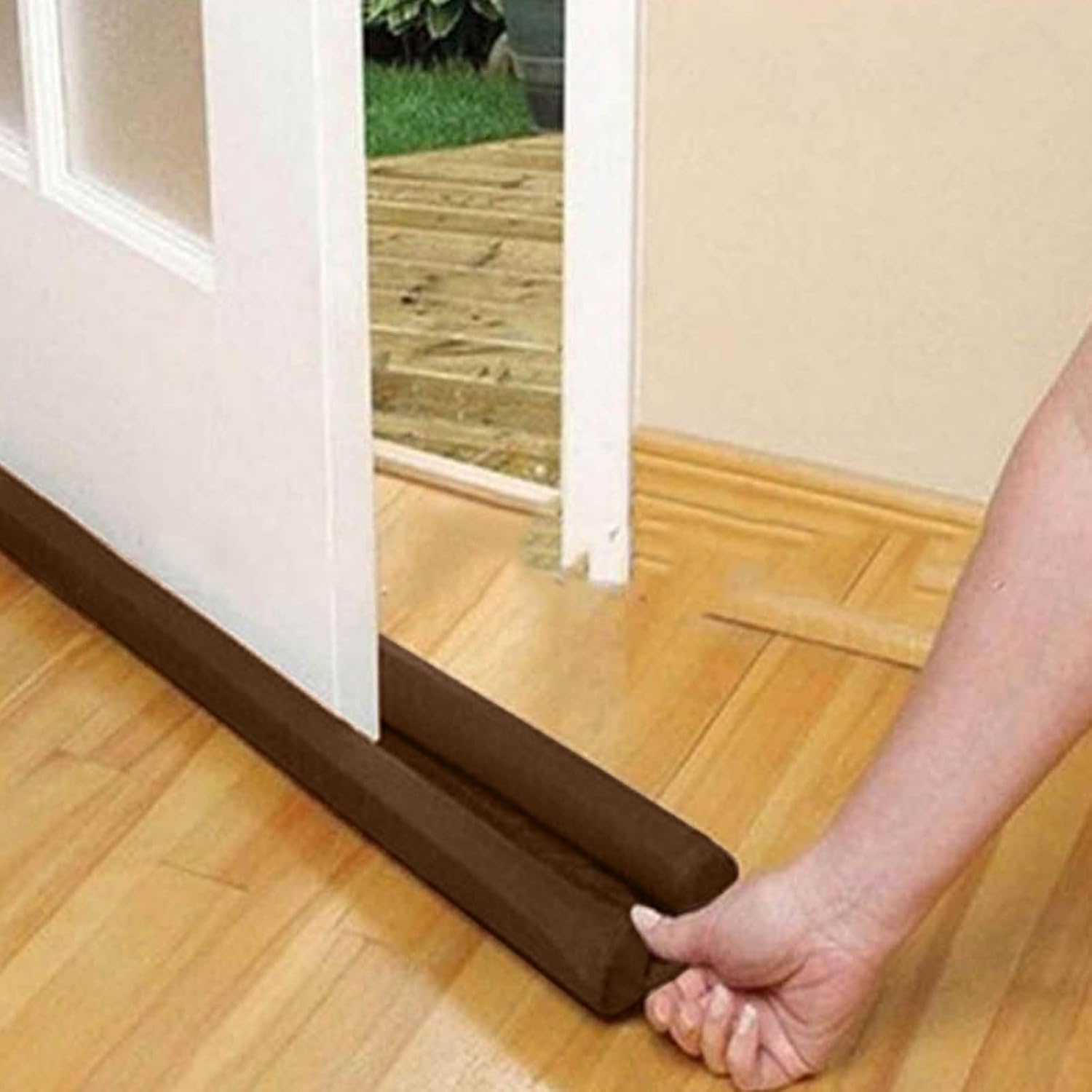 Adjustable Door Sweep for Draft and Noise Blocker Brown