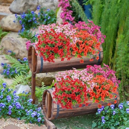 Schedulty Artificial Flowers 18 Bundle UV Resistant Fake Wild Flower Bouquets