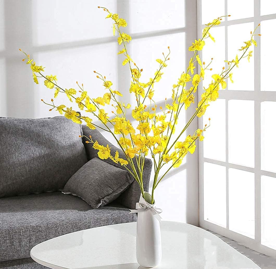 Kisflower 12Pcs Yellow Artificial Orchids for Wedding Decor
