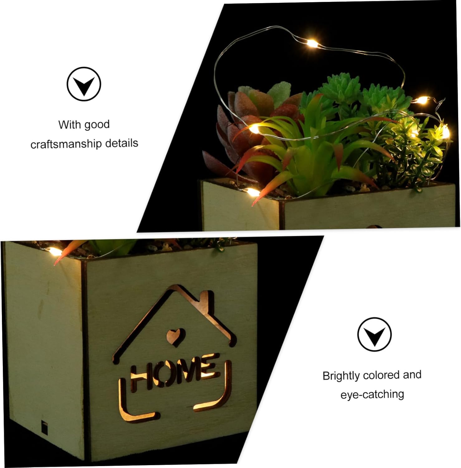Red Wooden Box Potted Plant Decor