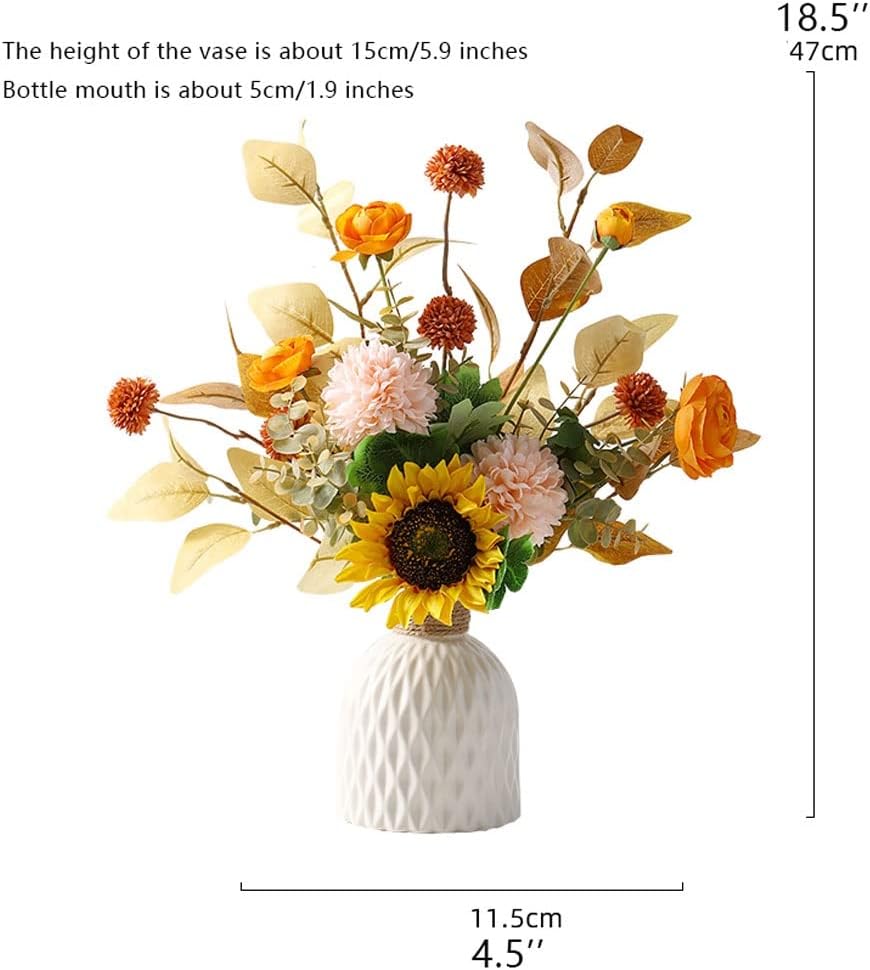 Silk Artificial Flower Branch with Ceramic Vase Set