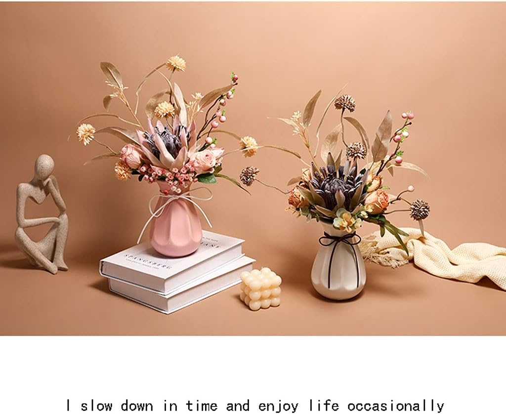 Artificial Flowers Ceramic Vase Decor for Home Living Room