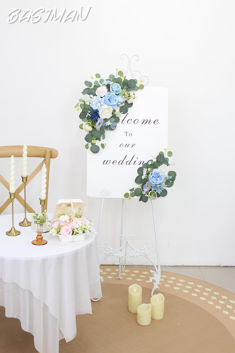 2pcs Baby Blue Wedding Arch Flowers with Cable Ties