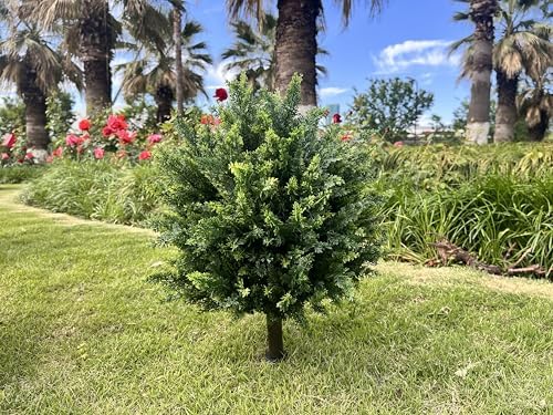 Wliwwo Artificial Cedar Topiary Ball 275 Set of 2 Outdoor Faux Plant