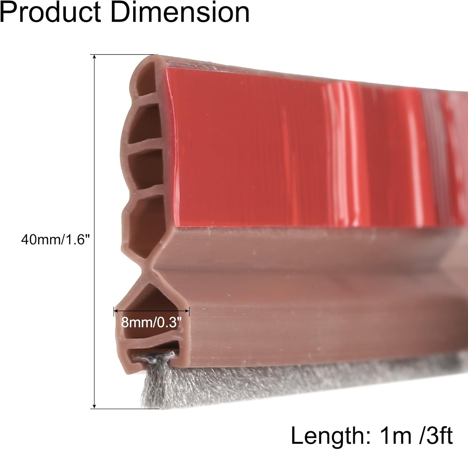 UXCell Self-Adhesive Door Sweep with Brush - Cold Noise Dust Barrier