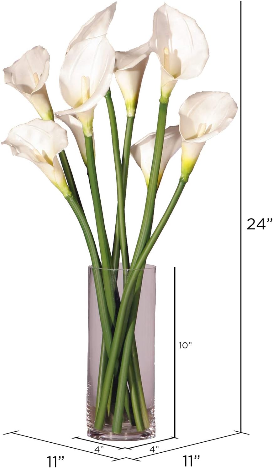 Vickerman 24 Inch Real Touch White Calla Lilys Artificial Flowers