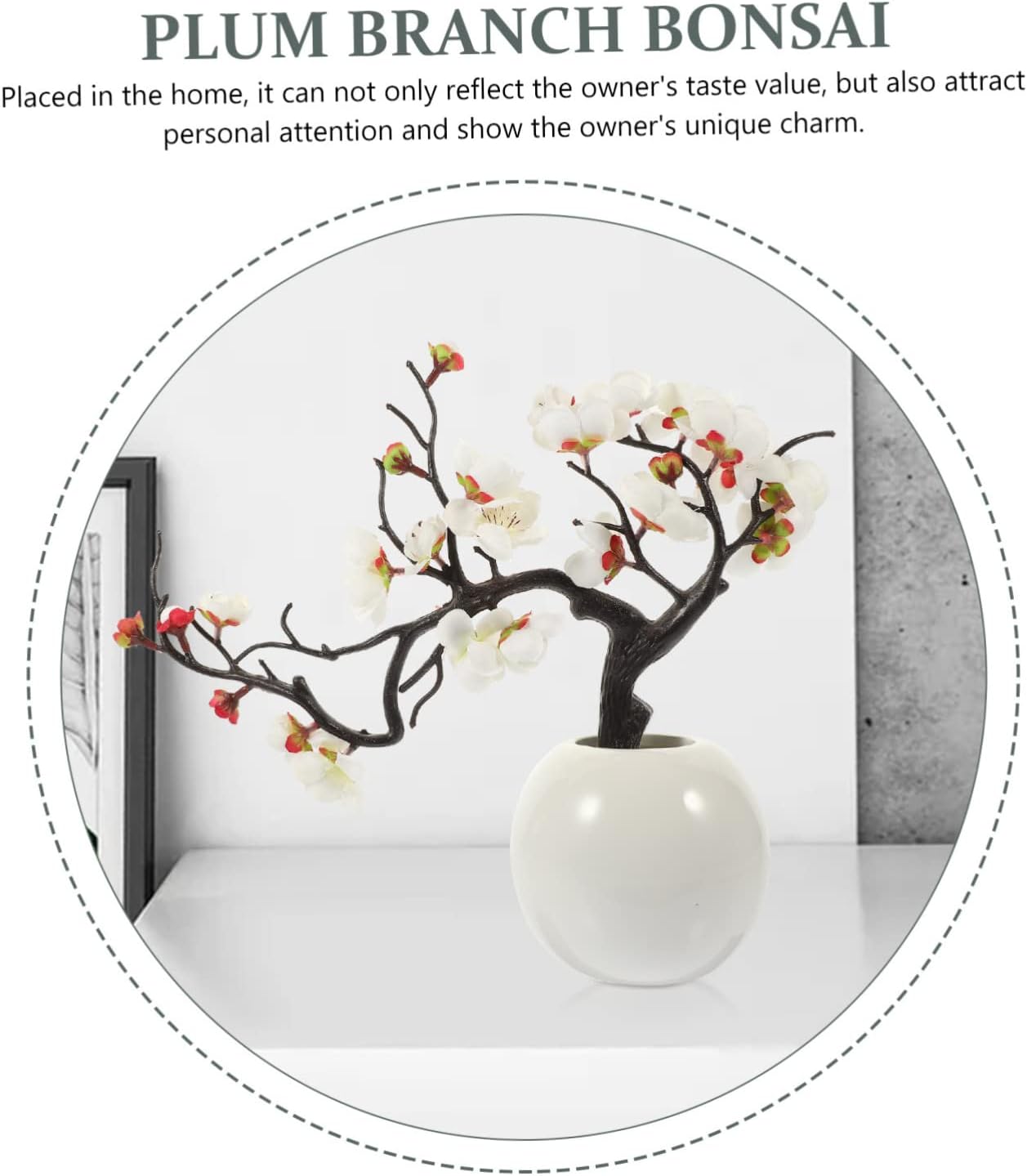 Artificial Plum Potted Plant 33X30CM White