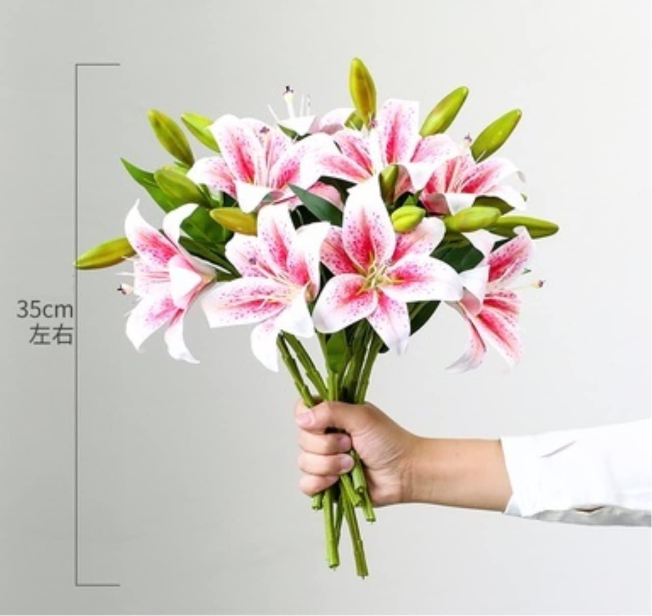 Artificial Lily Flowers Silk Faux Flower Vase Set