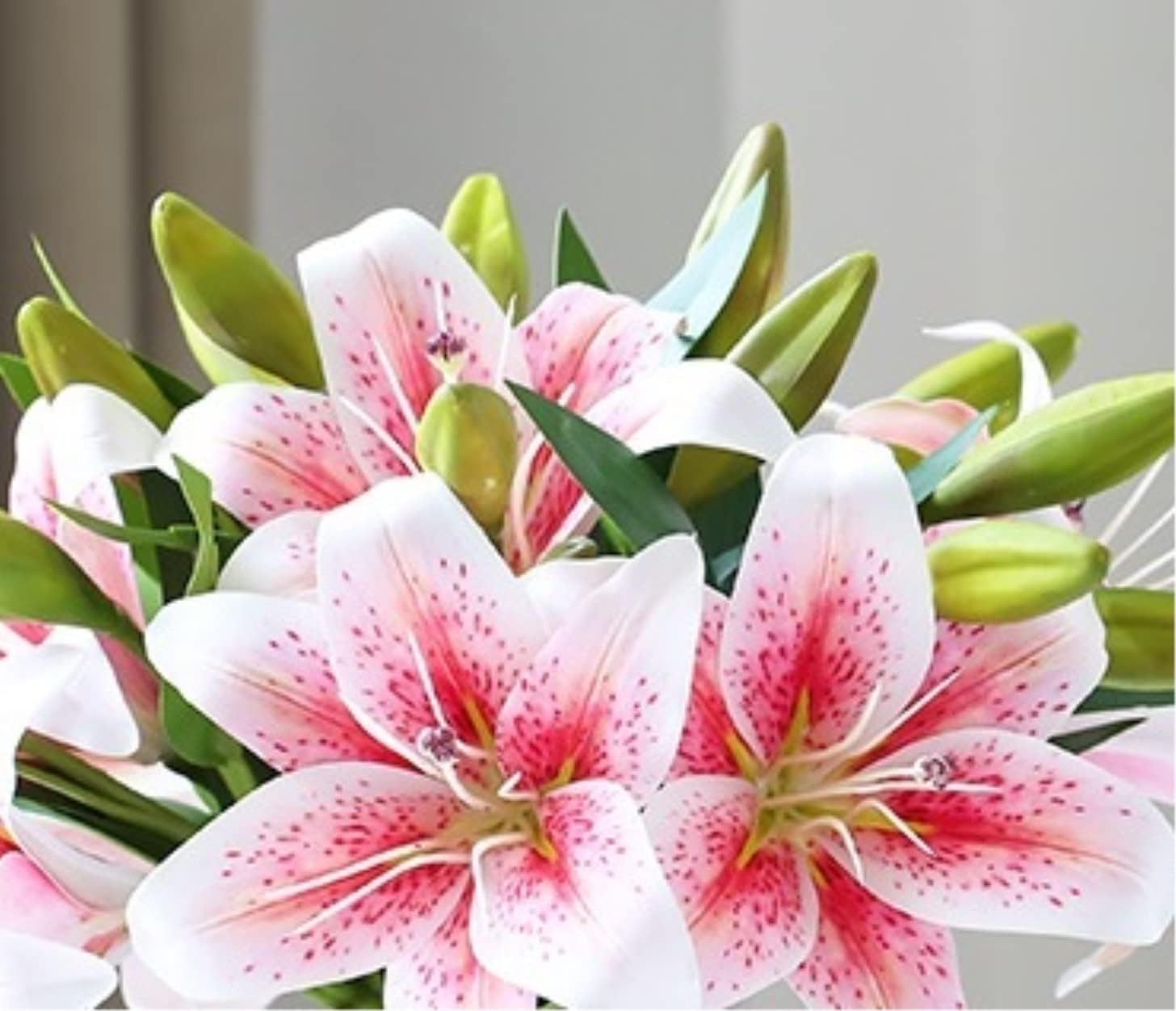 Artificial Lily Flowers Silk Faux Flower Vase Set