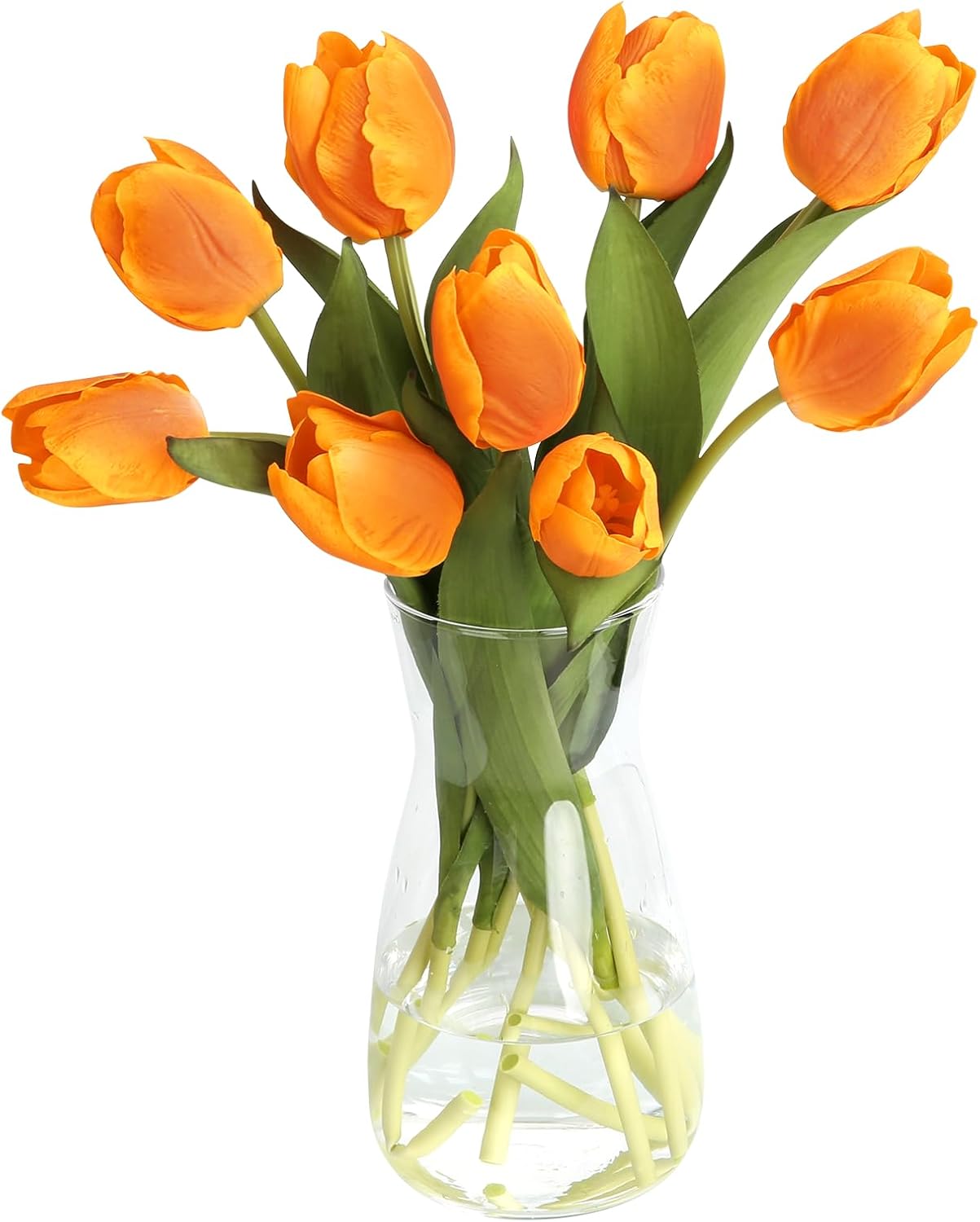 10PCS Artificial Flowers with Glass Vase