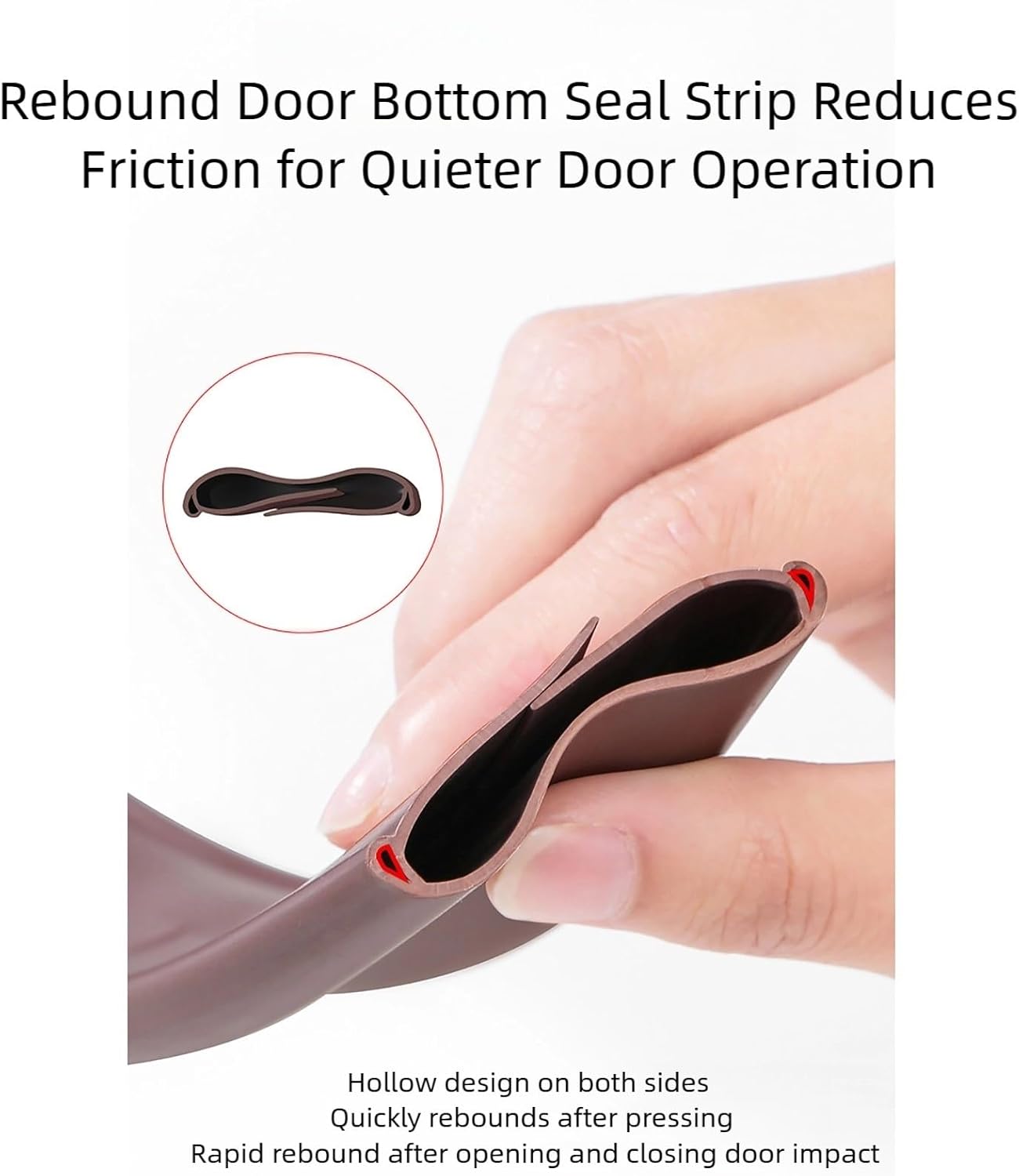 PVC Weather Stripping Door Seal Windproof Soundproof 38 Inches Brown