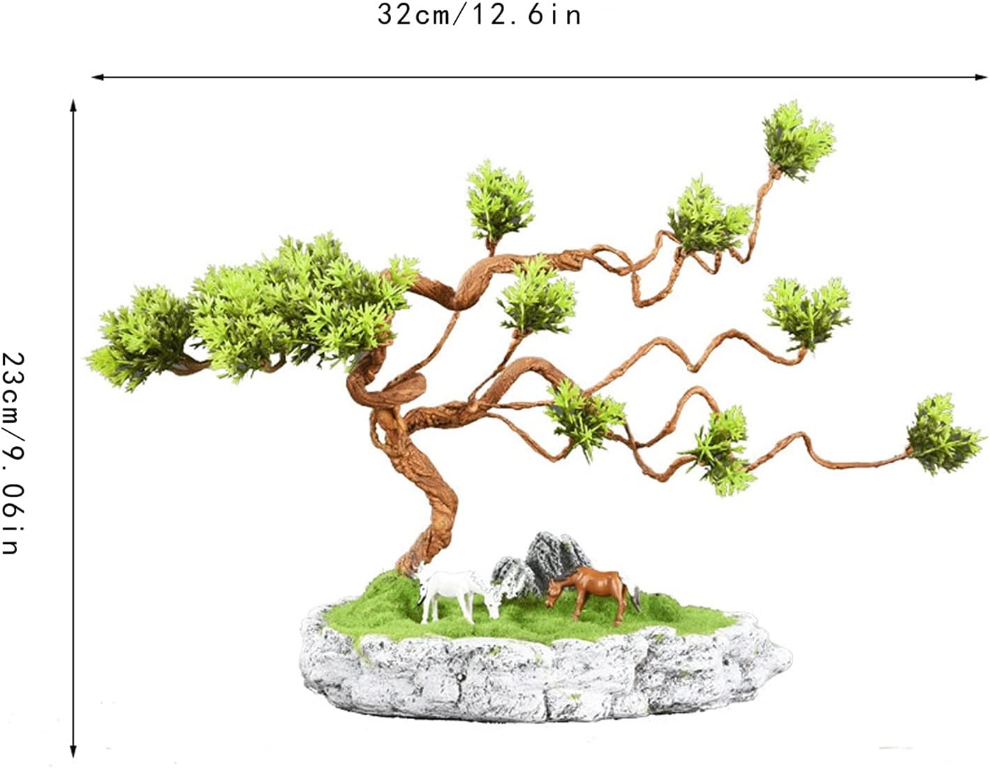 Artificial Pine Bonsai Tree 9 Inches Fake Plant Potted for Windowsill