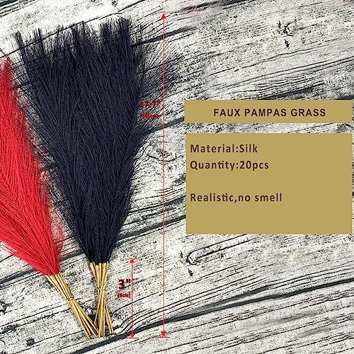 Boho Faux Pampas Grass Decor 177 Inches Red Black