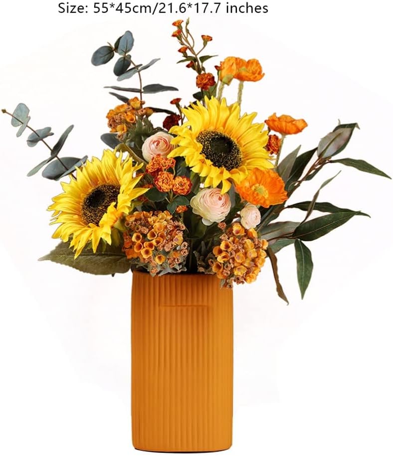 Artificial Sunflower with Ceramic Vase for Home Decor