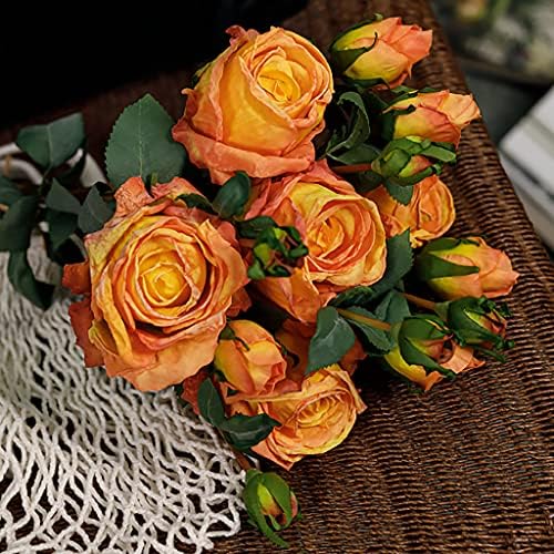 Long Stem Artificial Rose Flower Bunch Faux Decor