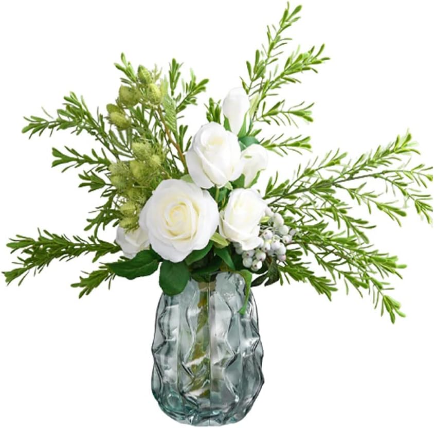 Artificial Flowers in Glass Vase with Silk