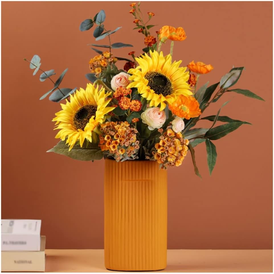 Artificial Sunflower with Ceramic Vase for Home Decor