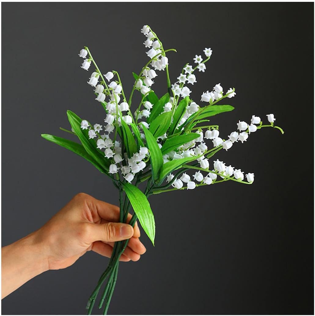 Artificial Lily of the Valley in Glass Vase Decor