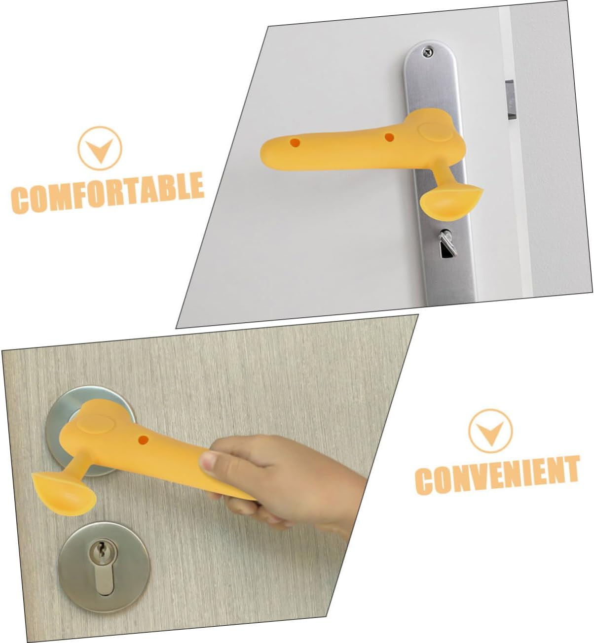 3pcs Silicone Door Handle Covers with Draft Stopper and Safety Protection Grey