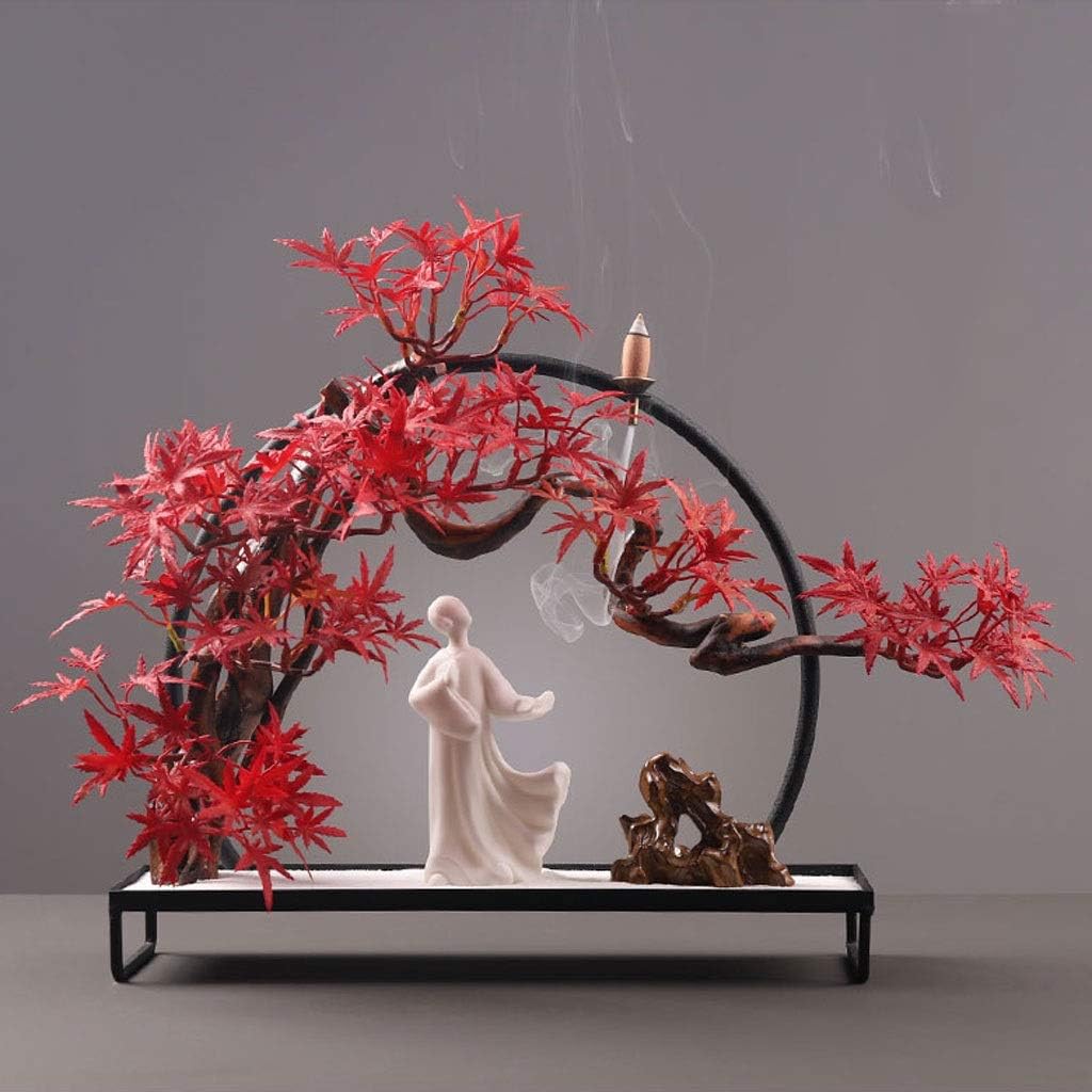 Artificial Bonsai Tree with Ceramic Statue Decor
